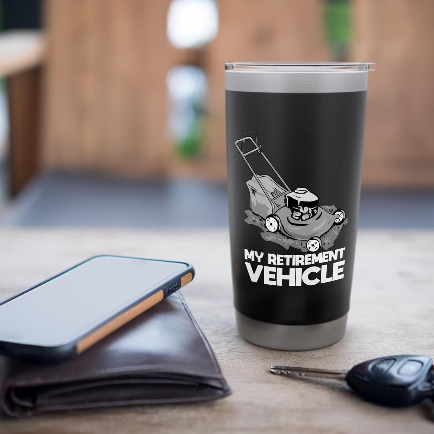 My Retirement Vehicle Funny Lawn Mower Gardening Retired Stainless Steel Insulated Tumbler