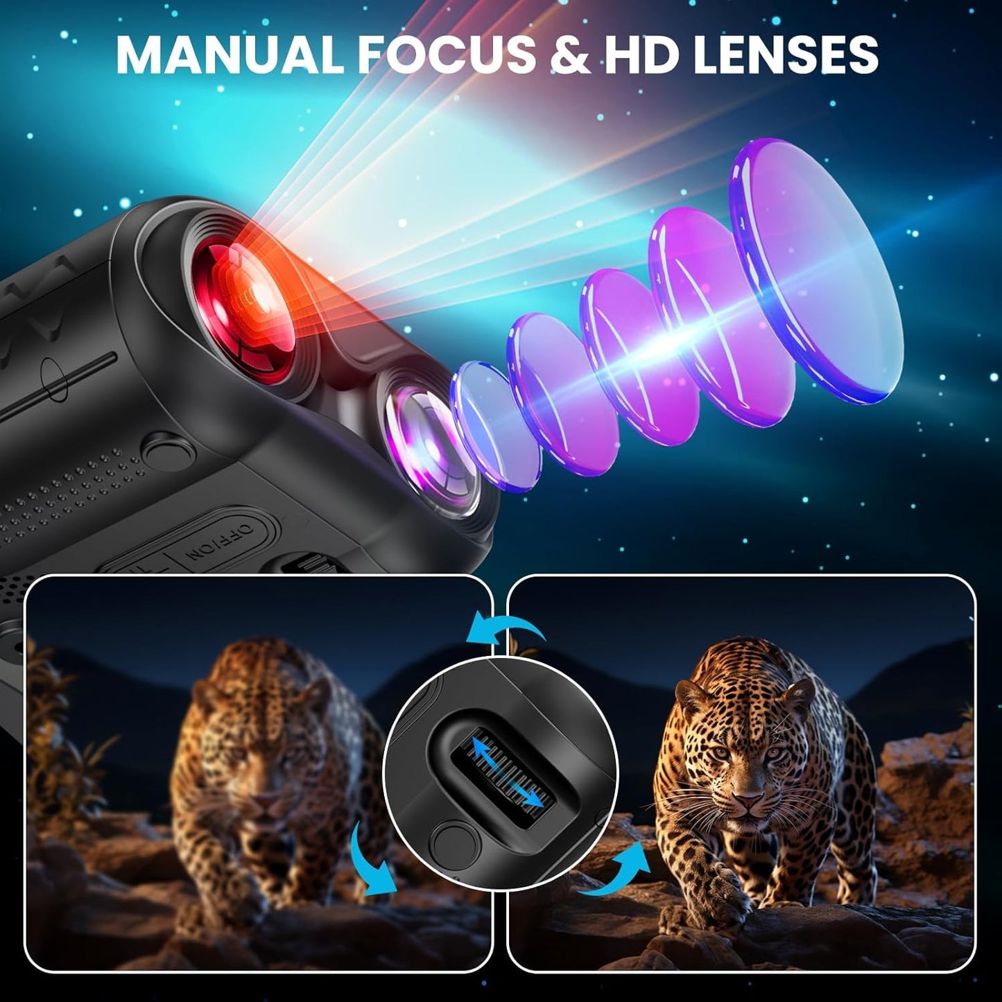 4K Night Vision Goggles, 3.0" HD Display Night Vision Binoculars, Portable 9-Level Infrared NightVision, 16X Digital Zoom, 5000mAh Long-Life Binoculars, Compact Binoculars with 32GB Card