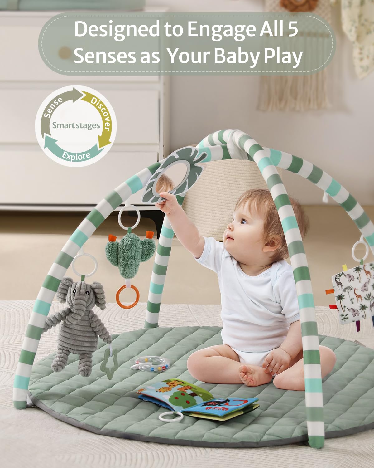 Blissful Diary Baby Play Gym Mat, Play Mat Activity Mat with 6 Detacha