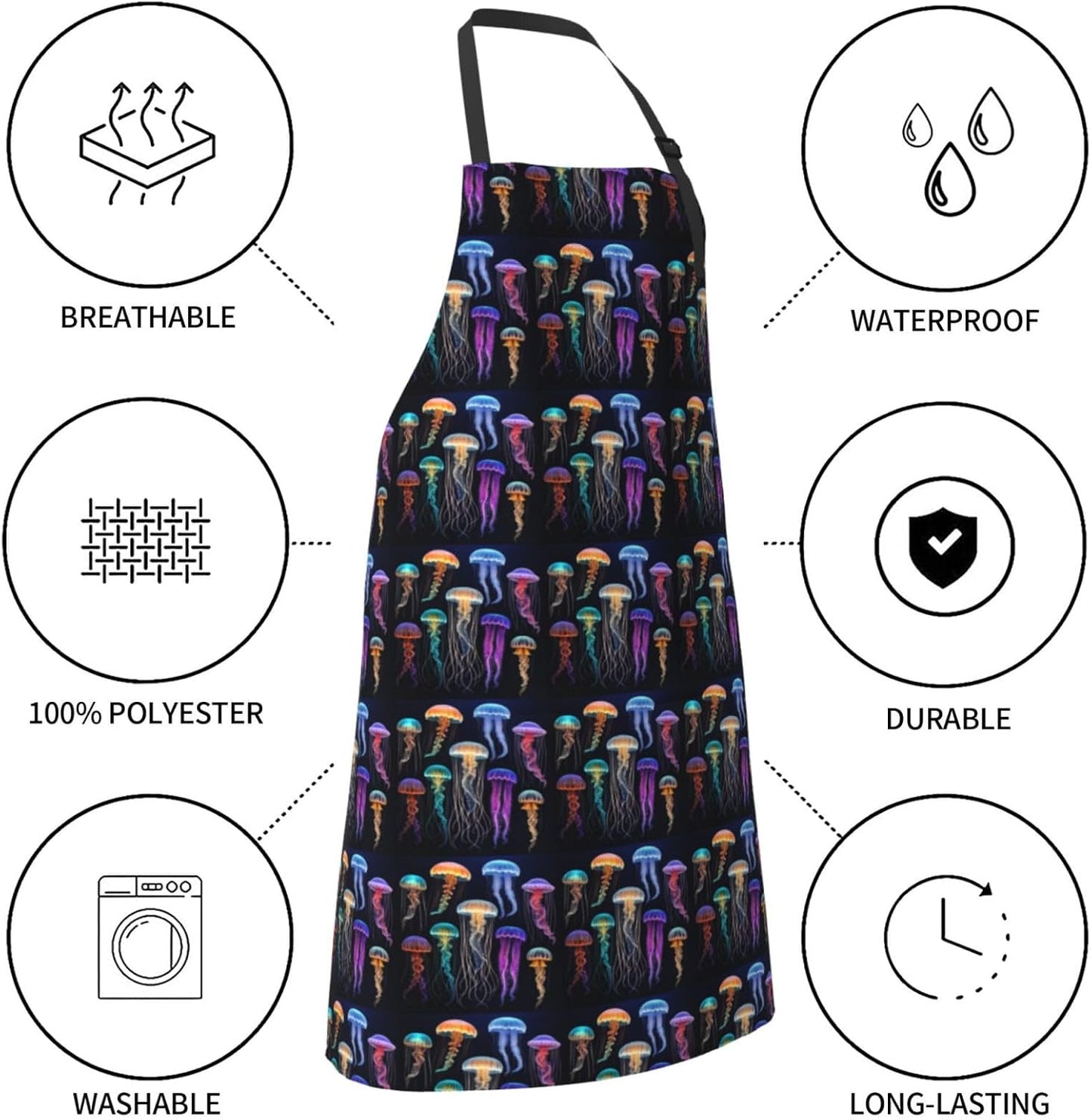 YANYU Jellyfish ocean Print 28x33 In Kitchen Apron Stylish Chef Apron 