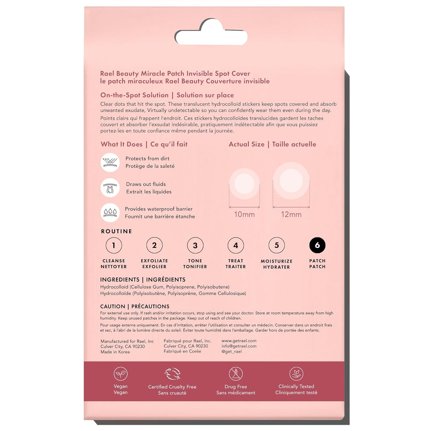 Rael Pimple Patches, Miracle Invisible Spot Cover - Hydrocolloid Acne 