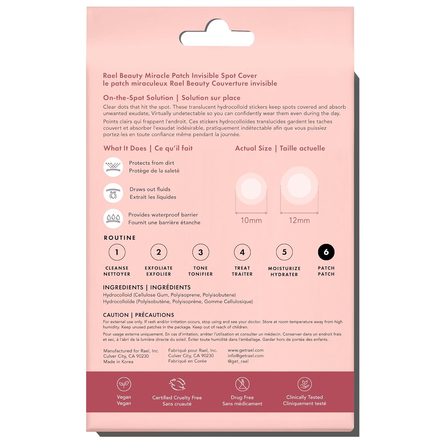 Rael Pimple Patches, Miracle Invisible Spot Cover - Hydrocolloid Acne 