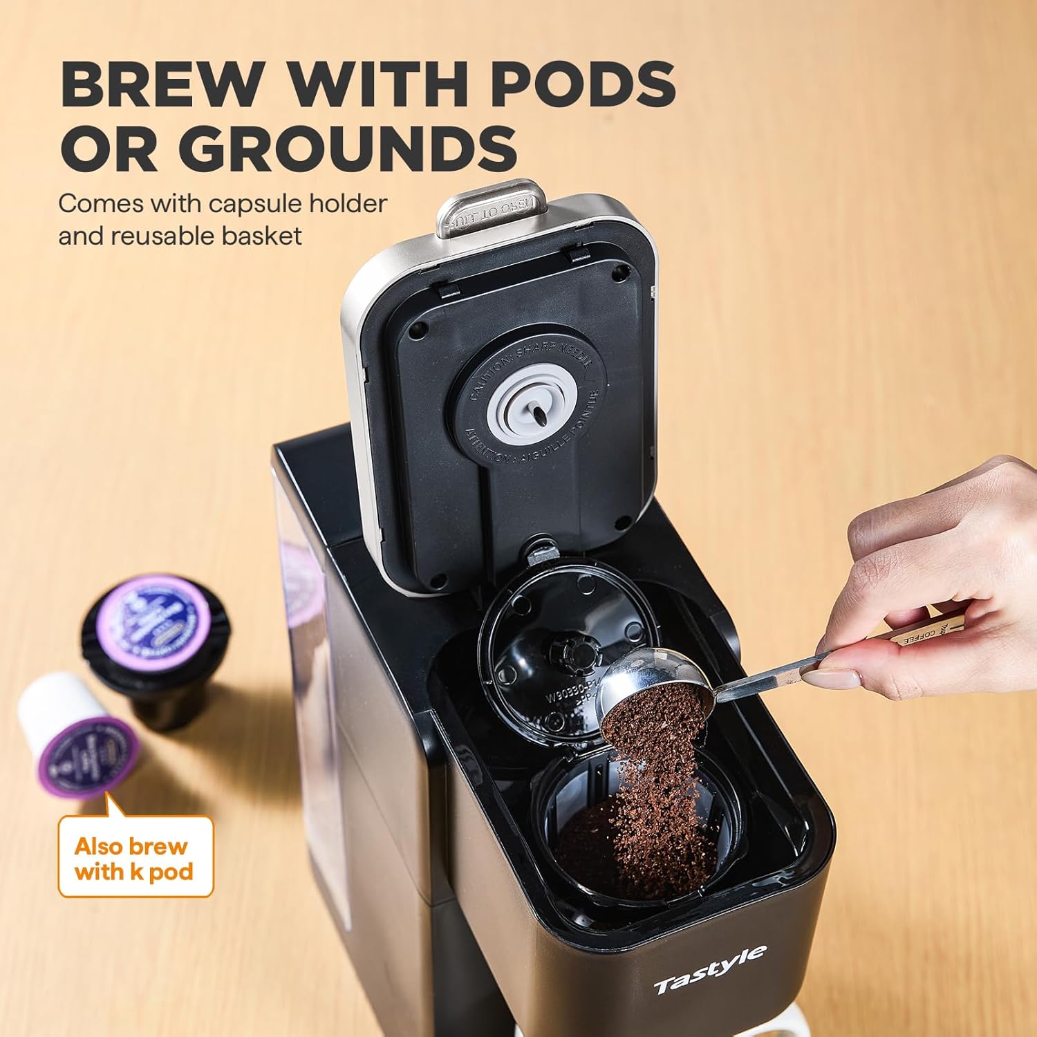 Single Serve Coffee Maker, Iced and Hot Coffee Machine for K Cup & Gro