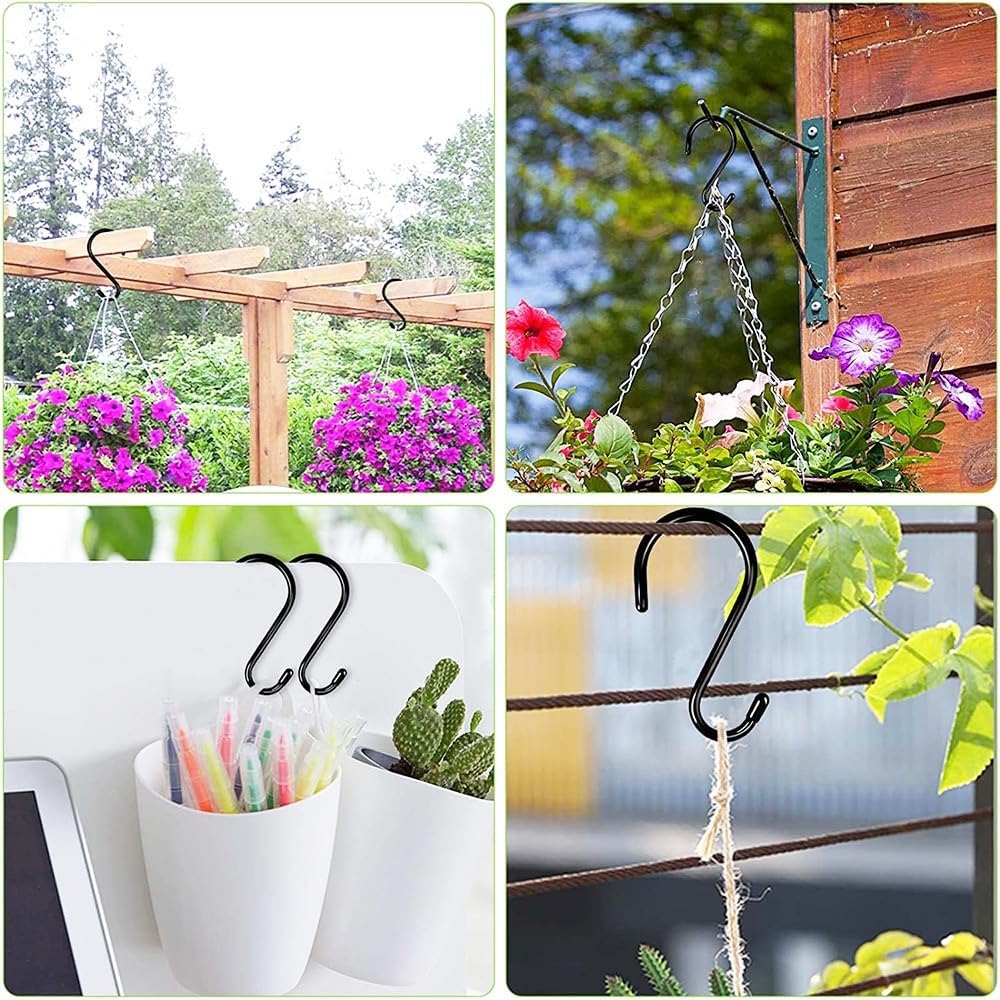 20 Pack 3 Inch Heavy Duty S Hooks, Black Rubber Coated S Hooks, Non Slip Sturdy Metal S Hook Hanger for Kitchen, Bathroom, Workshop, Office, Garden Tools, Plants, Clothes, Bags, Cups, Pans, Towel