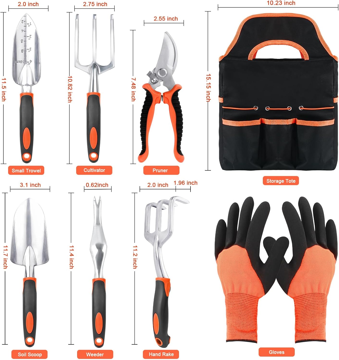 Garden Tools Set, 8 Piece Gardening Tools Set with Non Slip Ergonomic 