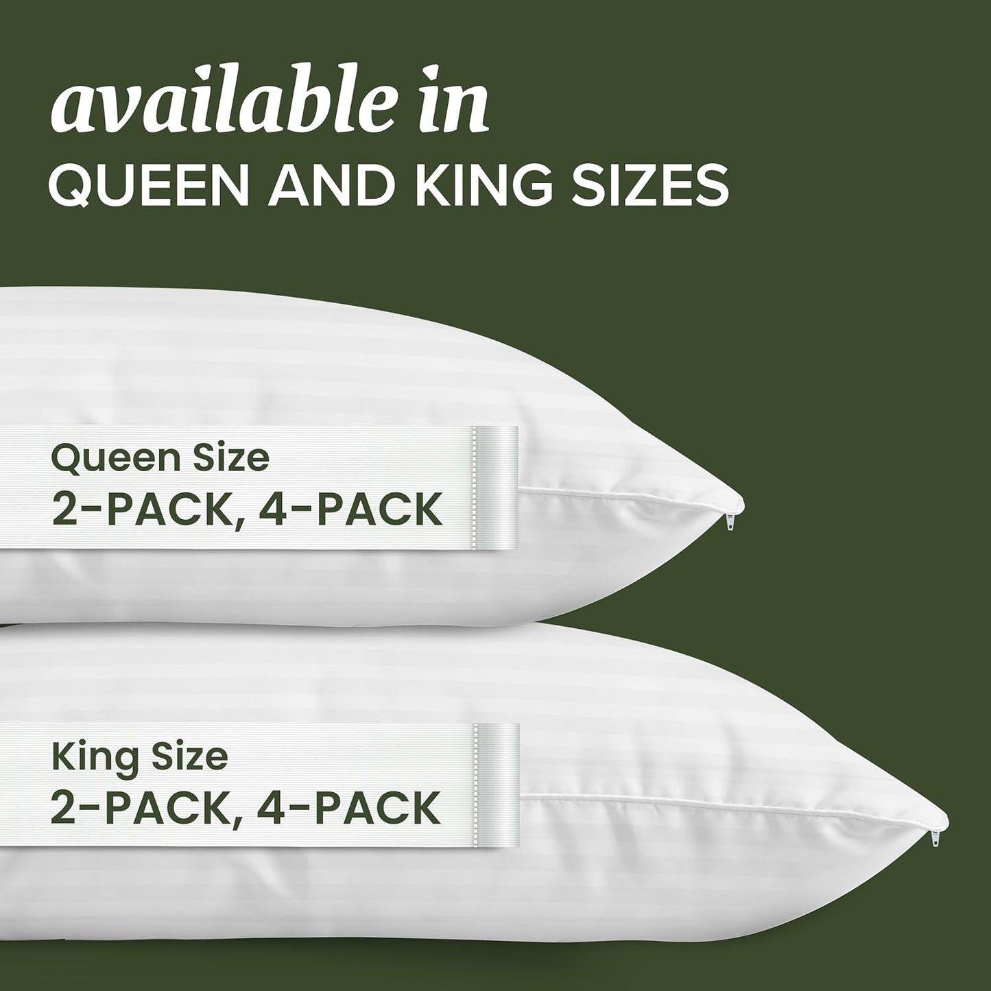 Beckham Hotel Collection King Size Pillow Protector 2 Pack with Zipper, Soft and Breathable Cotton Pillow Protector Covers