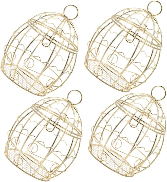 Milisten 4pcs Retro Hanging Bird Feeders Windproof Metal Wild Bird Food Container for Attracting Goldfinches Sparrows and Finches for Outdoor Spaces