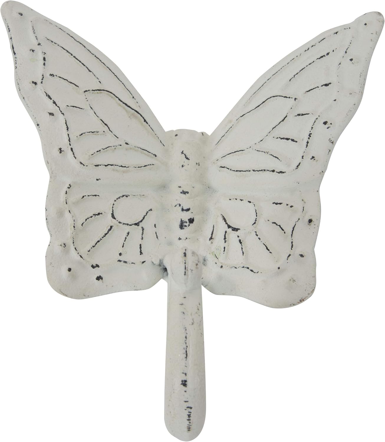 Foreside Home & Garden Rustic Antique White Metal Butterfly Wall Hook