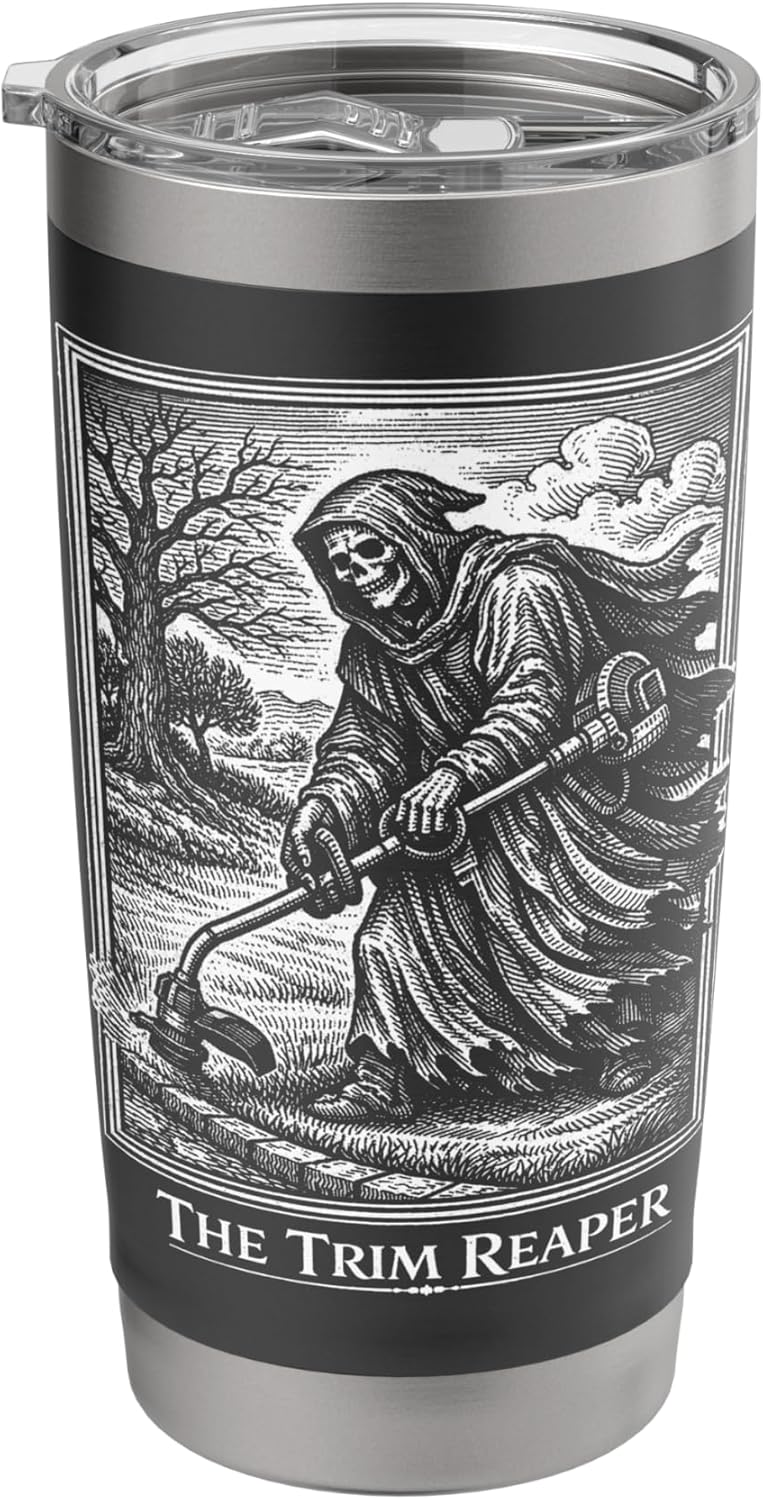 Funny Lawn Care String Trimmer Grim Reaper Father's Day Pun Stainless Steel Insulated Tumbler