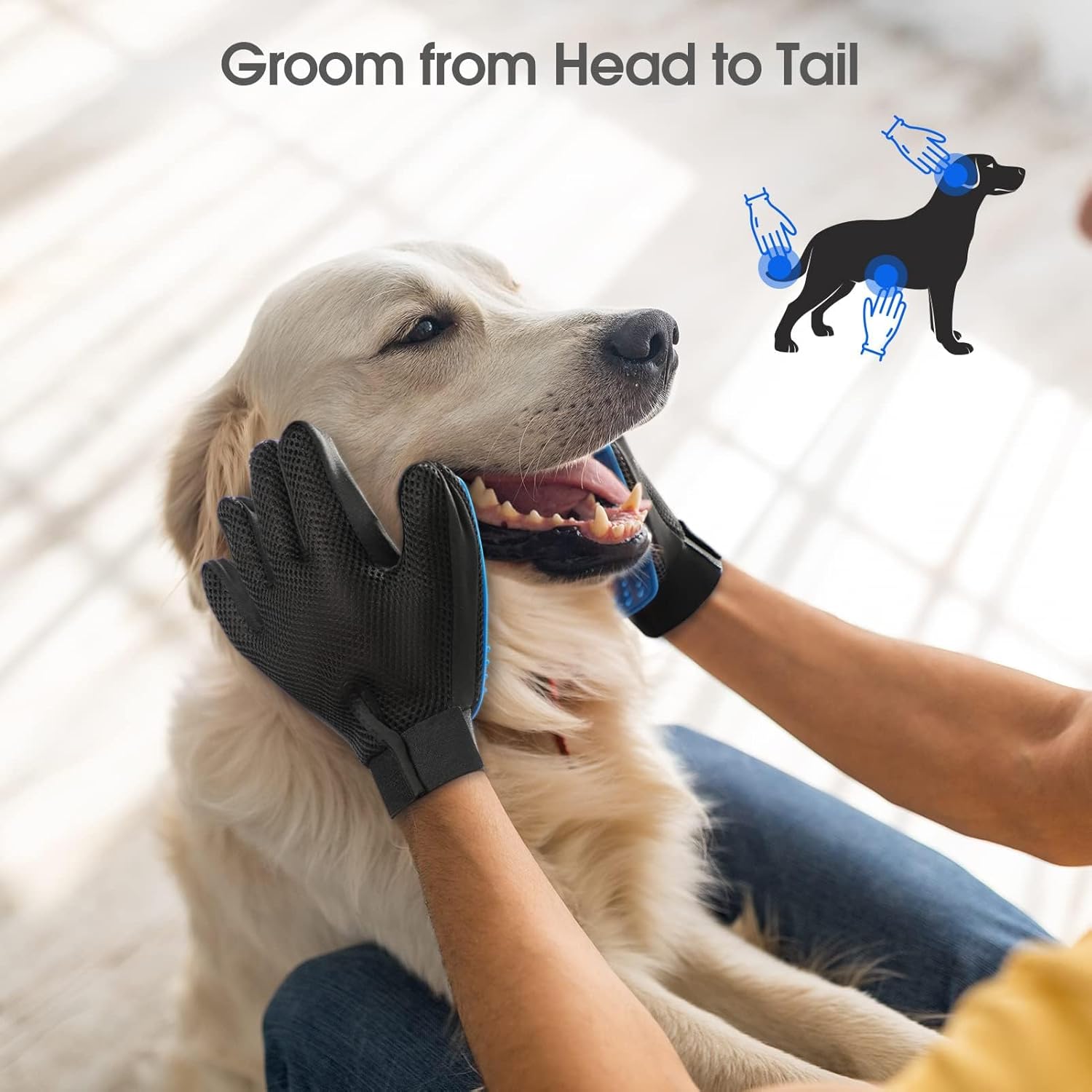 Upgrade Efficient Pet Hair Remover Gloves - Gentle Shedding Brushes fo
