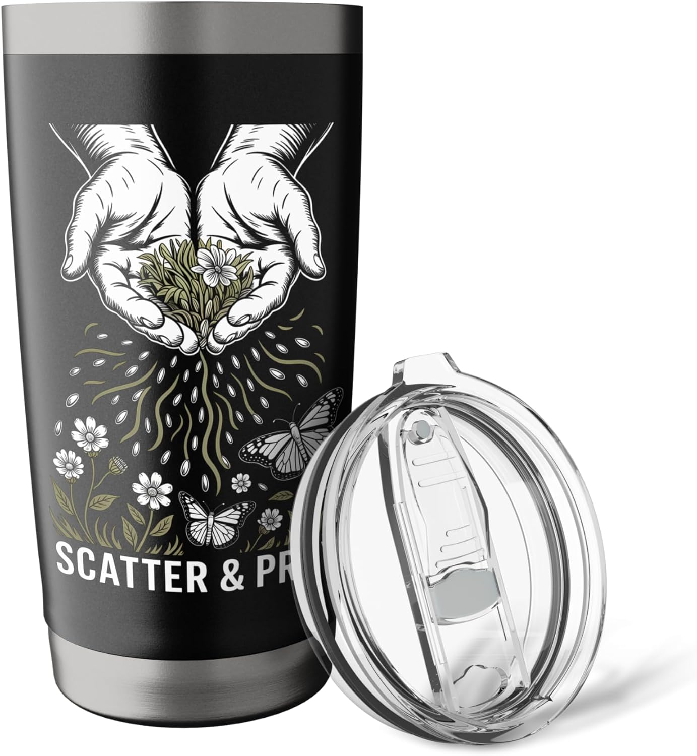Scatter & Pray Wildflower Seed Bombing Garden Design for Stainless Steel Insulated Tumbler