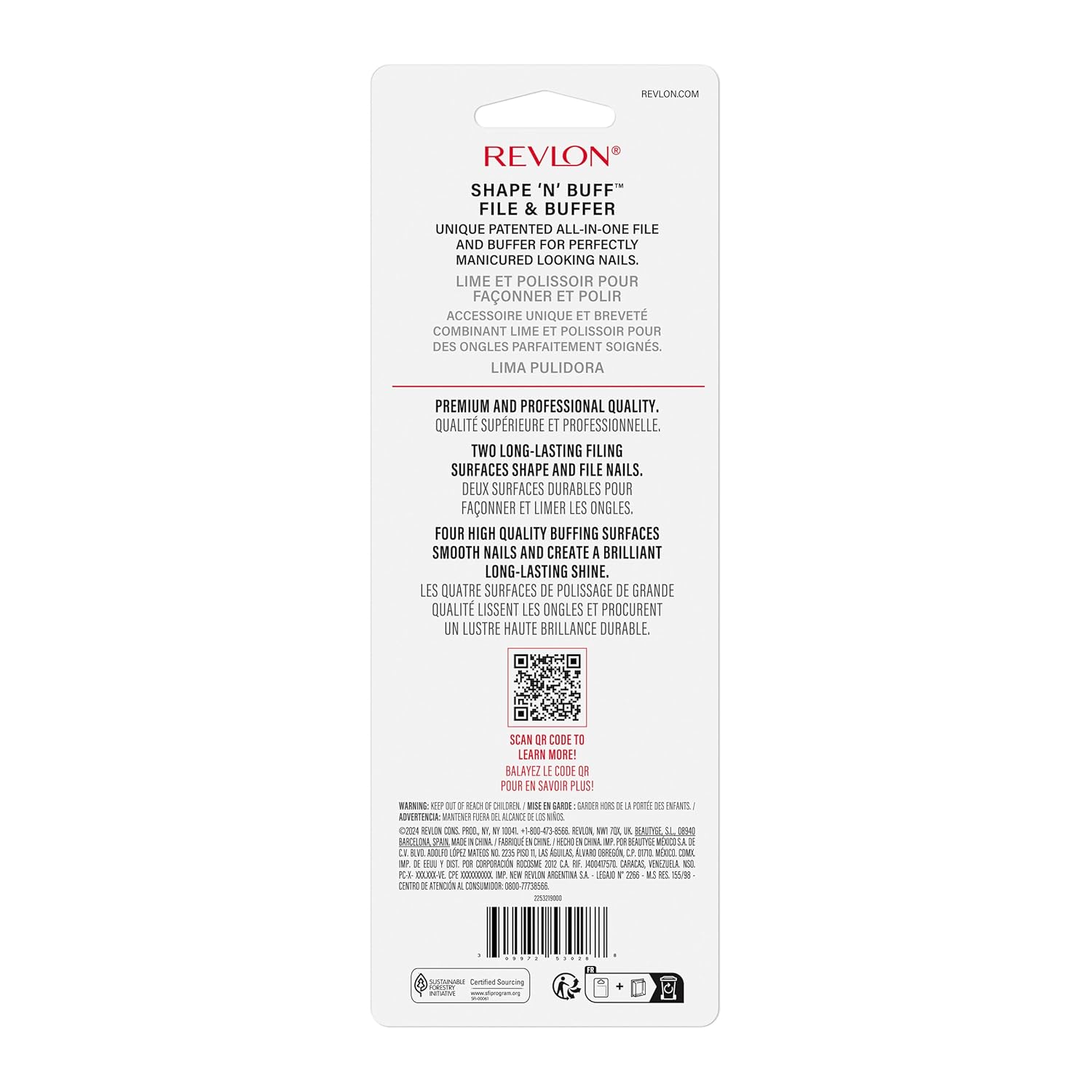Revlon Shape 'N' Buff Nail Buffer Block, All-in-One Manicure Tool for 