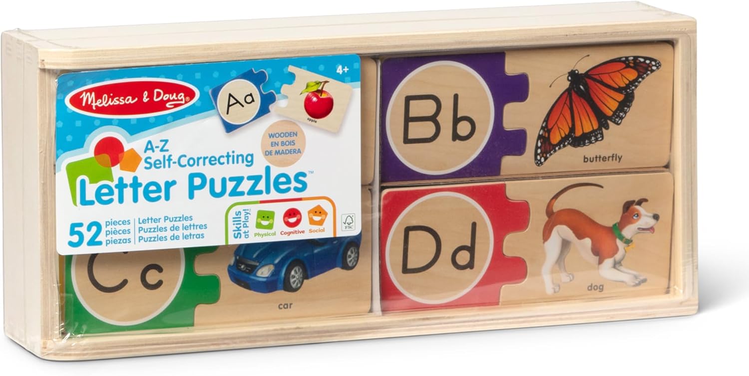 Melissa & Doug Self-Correcting Alphabet Puzzle (52 pcs) with Toy Stora