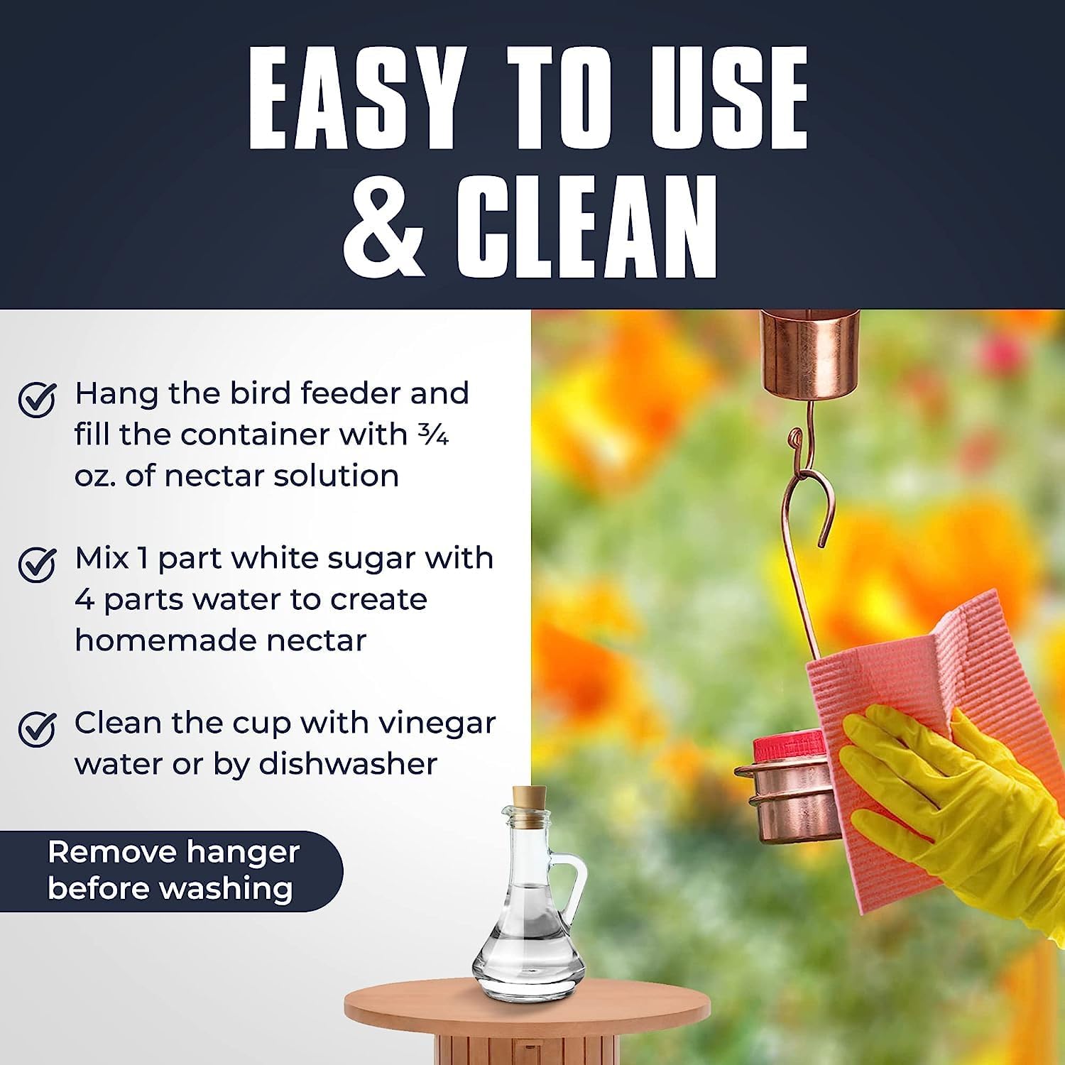 Monarch Abode Hanging Hummingbird Feeders for Outdoors – Pure Copper H