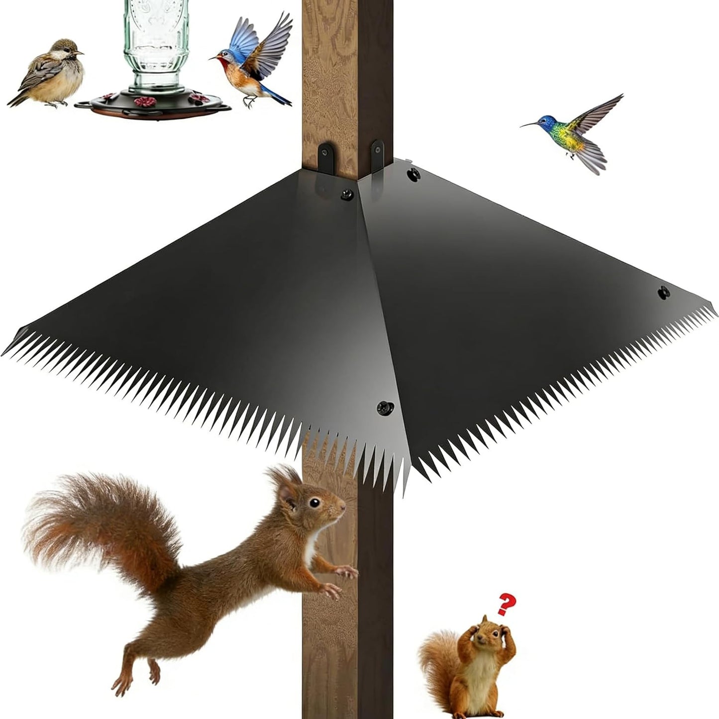Metal Squirrel Baffle for 4x4 Post, Outside Wooden Pole Mount Squirrel Guards for Bird Feeders, 17 Inch Deterrents Stopper, Racoons, Black, 1pcs