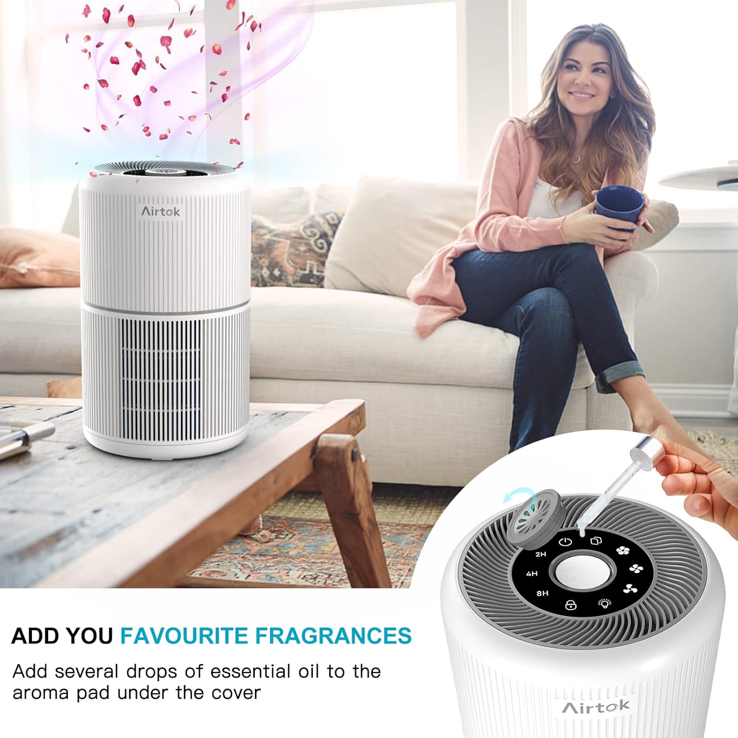2 Pack Air Purifier for Home Bedroom with H13 True HEPA Filter for Smo