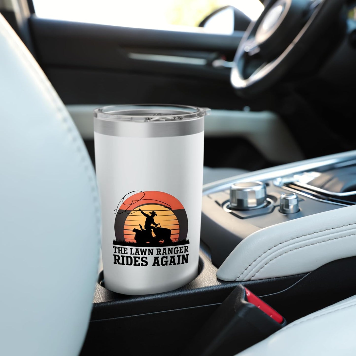 The Lawn Ranger Rides Again Funny Lawn Care Stainless Steel Insulated Tumbler
