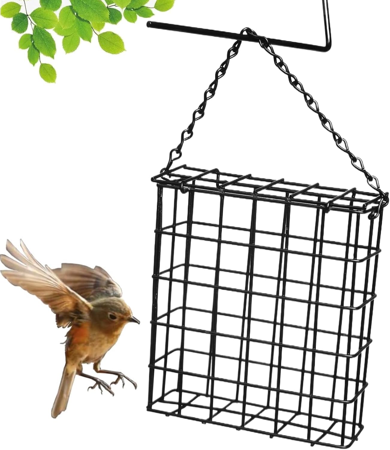 Suet Cage Bird Feeder, Metal Wire Suet Cage Feeder with Iron Wire Material and 13x13x4.5cm Size for Outdoor Garden Feeding Finch, Cardinal, Chickadee, Blue Bird