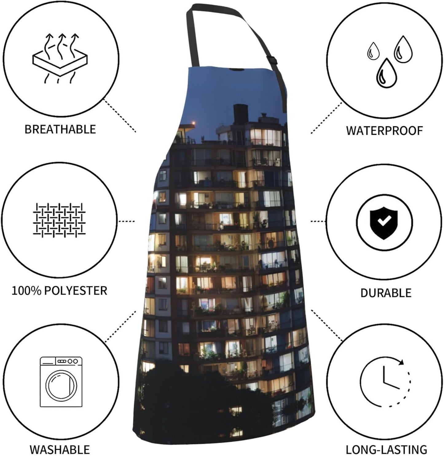 Cityscape Night Canada print Waterproof apron with pocket adjustable cooking apron for adult kitchen bibs to bake