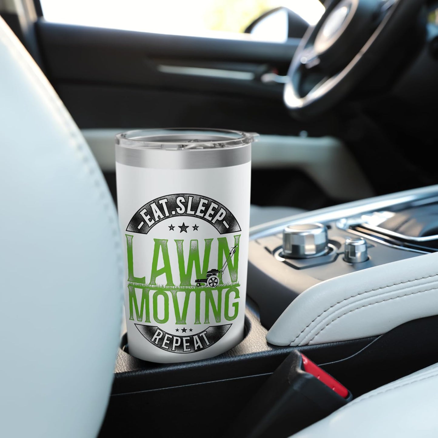 Lawn Mower Mowing Dad Father Landscaper Vintage Eat Sleep Stainless Steel Insulated Tumbler
