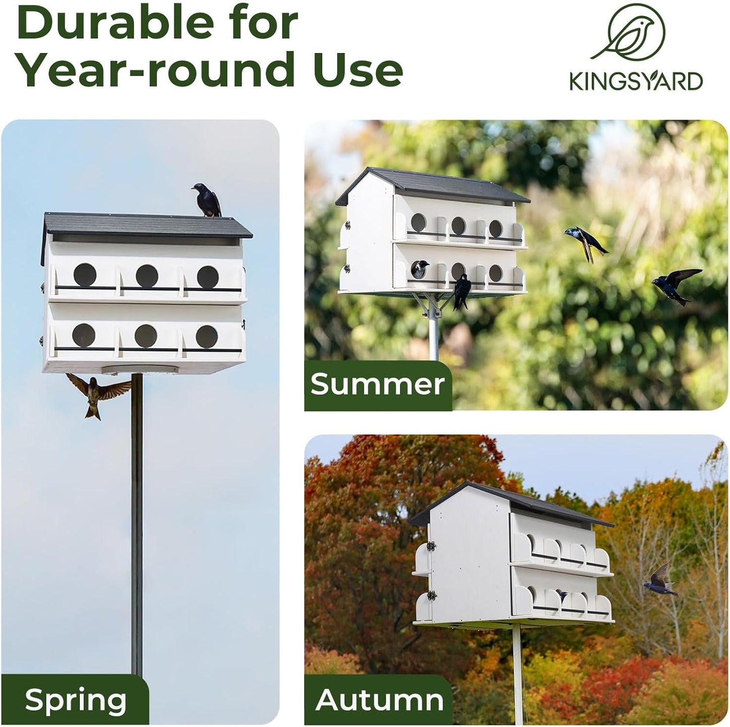 Kingsyard Recycled Plastic Purple Martin House - Pre-Assembled Bird Ho