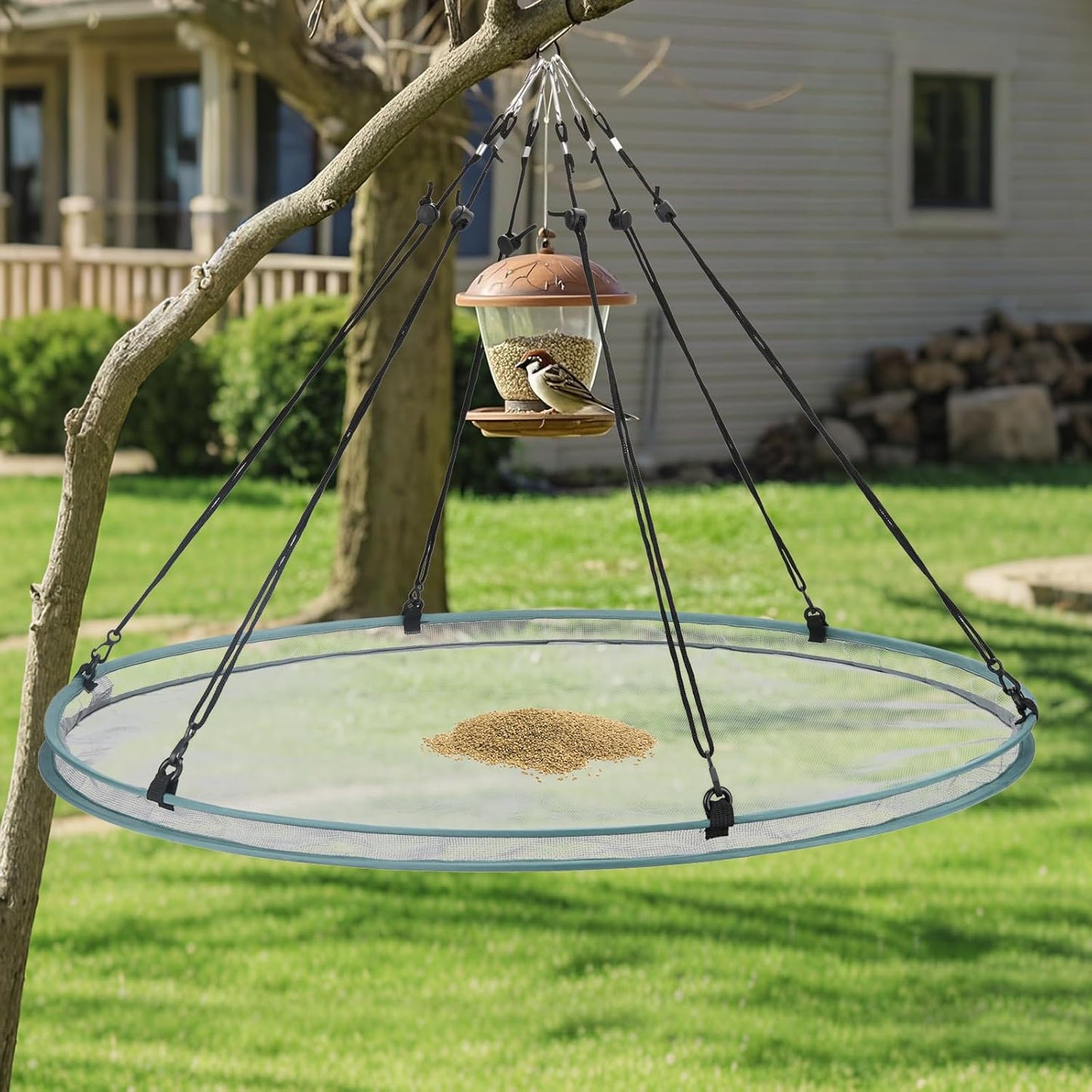 2 Pack Bird Seed Catcher Trays for Hanging Bird Feeder Platform 30" Seed Catcher for Hummingbird Feeders with Adjustable Hanging Hoop for Outdoor Garden