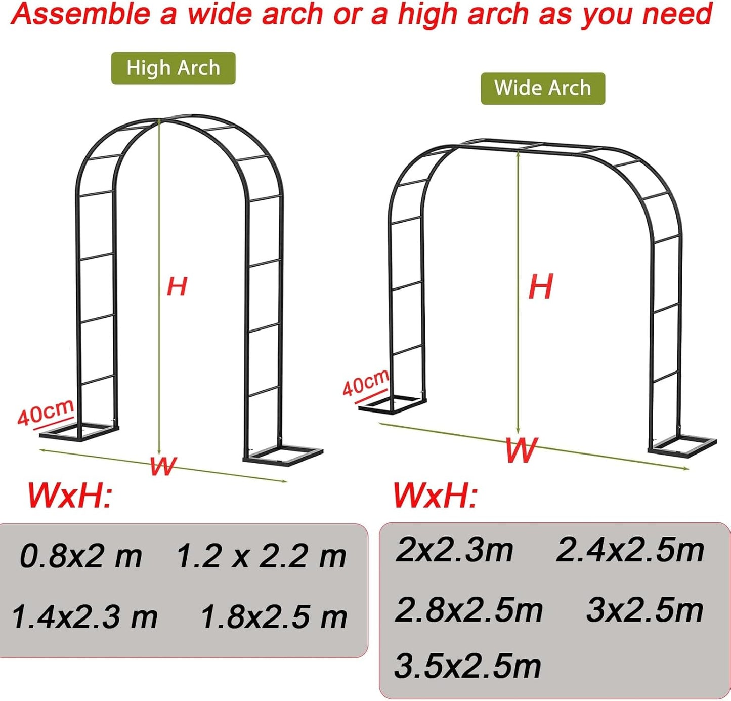 Sturdy Metal Garden Trellis Arch for Climbing Plants, Outdoor Arbor Archway for Weddings & Parties, Durable Steel Structure, White, 1.8x2.5x0.4m