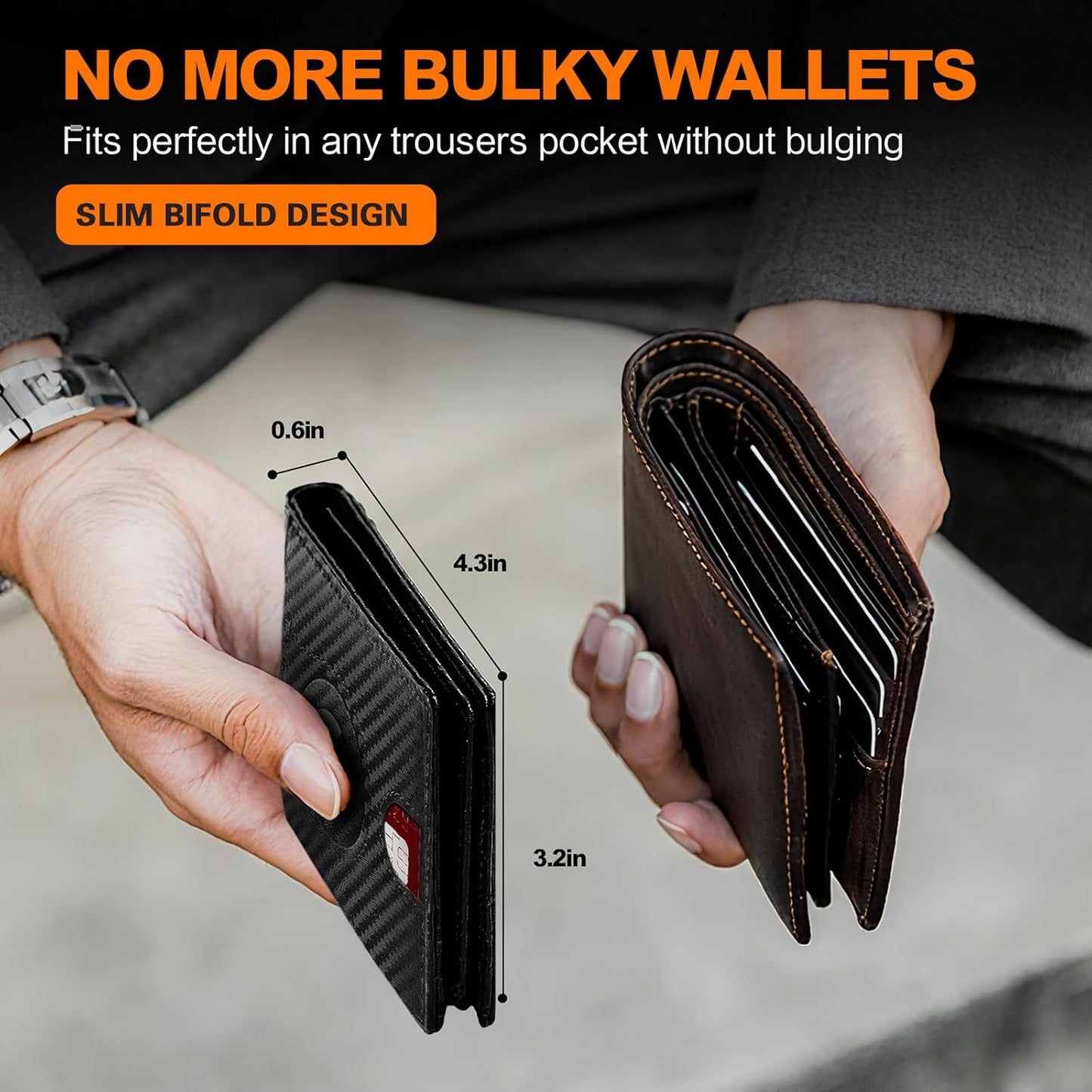 Wallet for Men Slim RFID Blocking Bifold Carbon Fiber,Minimalist Small