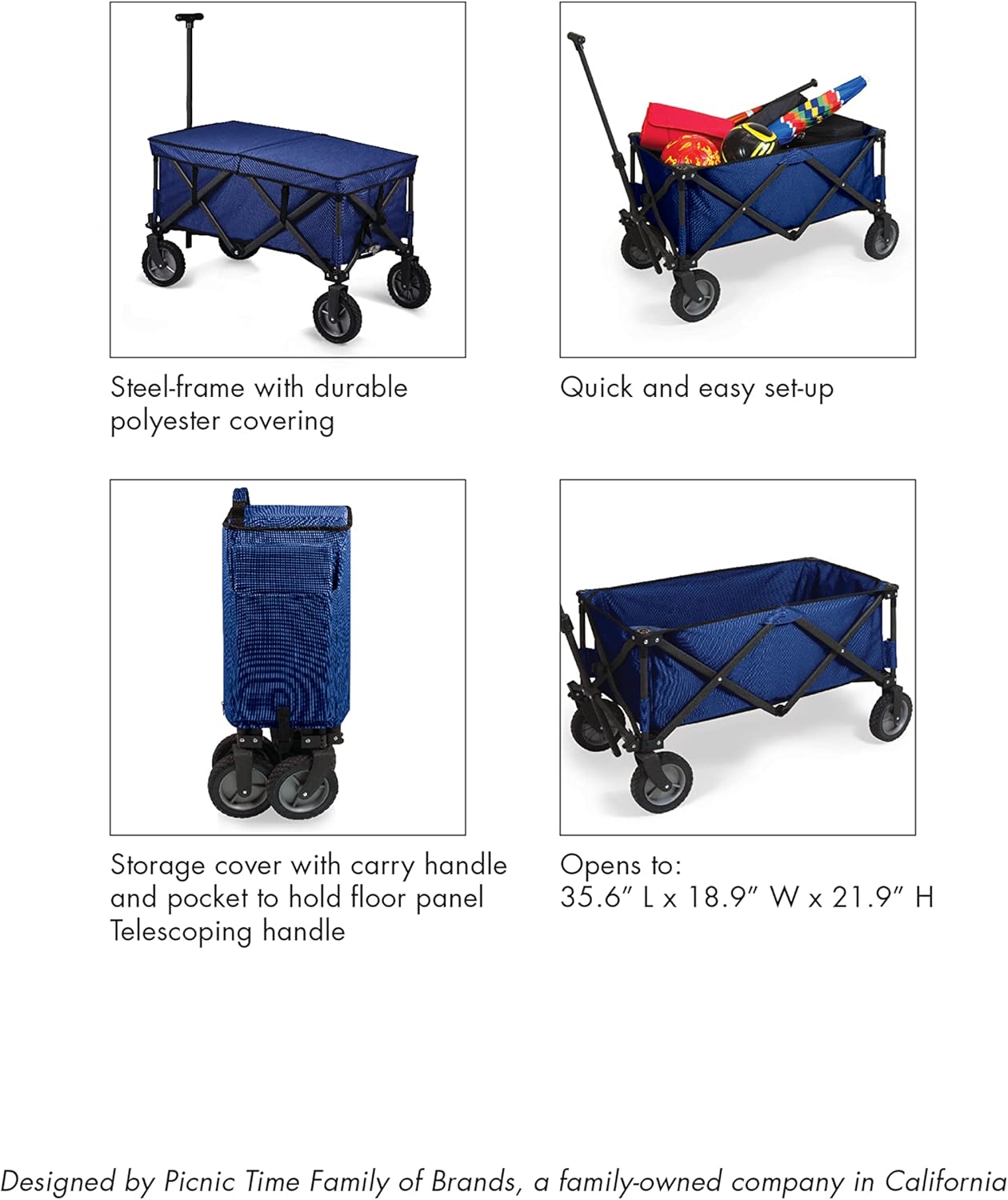 PICNIC TIME NHL Washington Capitals Adventure Wagon Folding Wagon - Wagon Cart - Sport Utility Wagon - Beach Wagon Collapsible