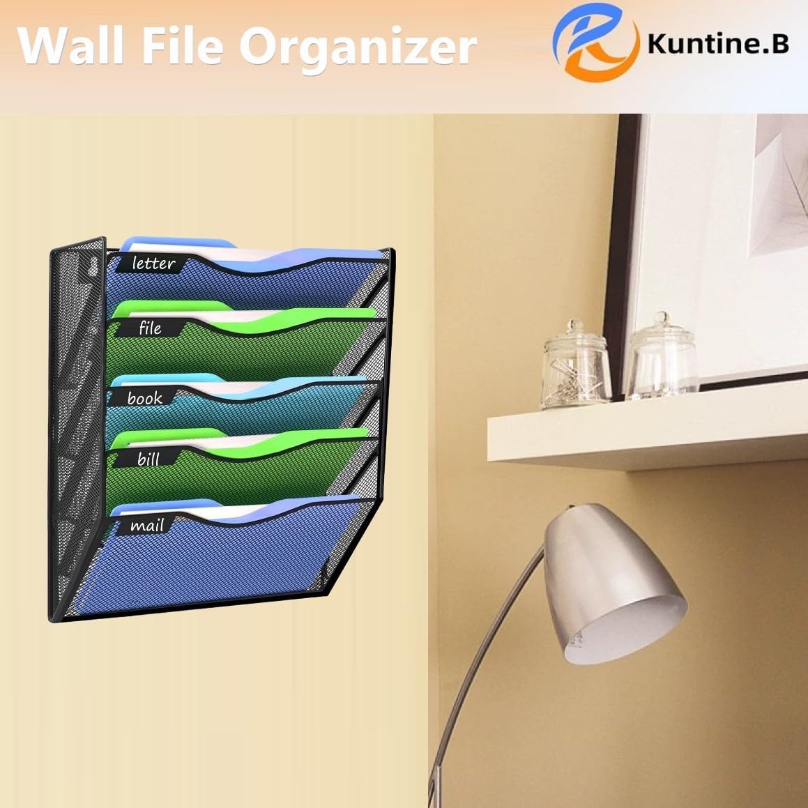 Kuntine.B Wall File Organizer Office Hanging Magazine Holder Wall File