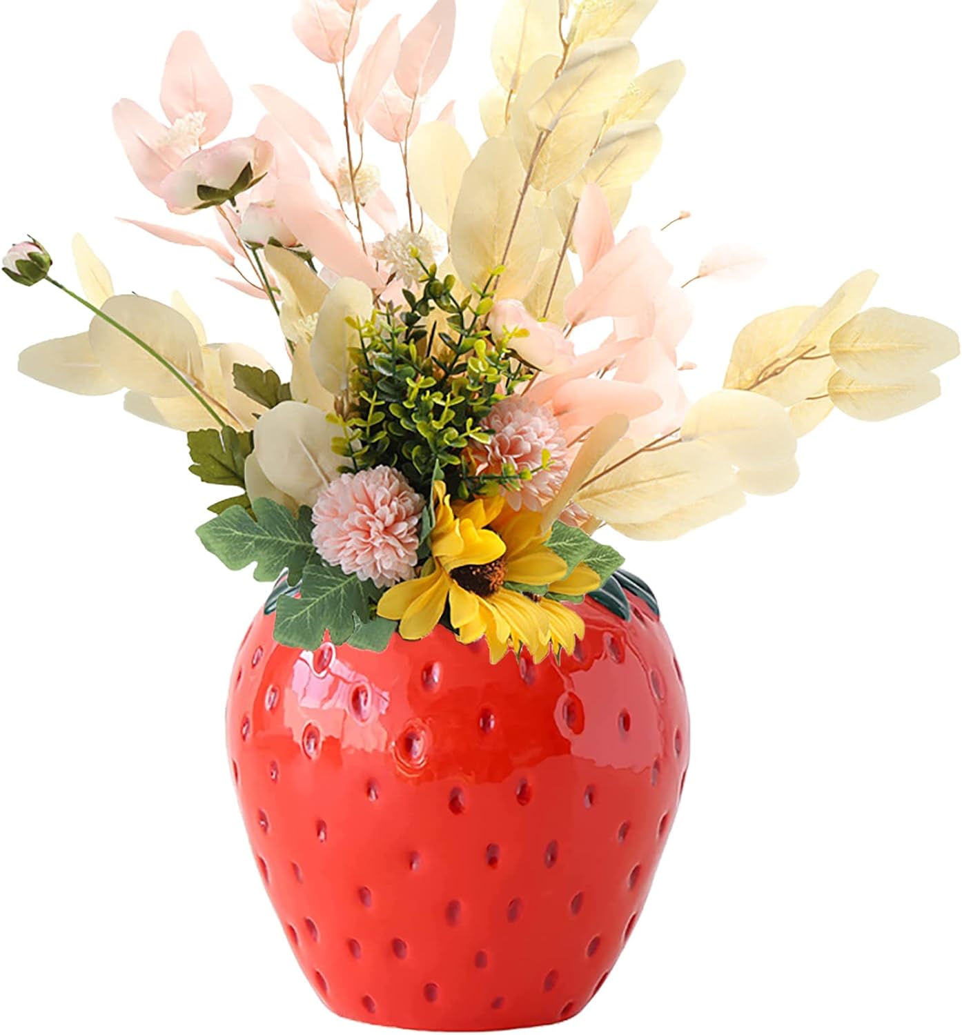 Ceramic Strawberry Shaped Planter Pot, Unique Strawberry Vase, Suitable for Living Room, Kitchen