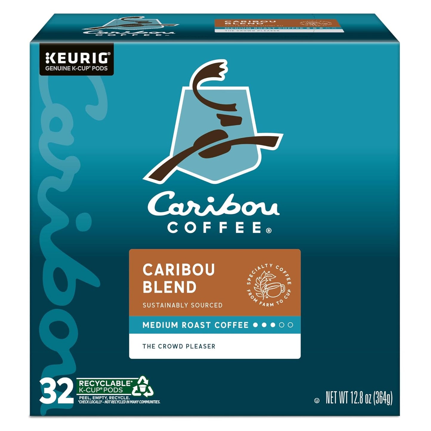 Caribou Coffee Caribou Blend, Keurig Single-Serve K-Cup Pods, Medium Roast Coffee, 32 Count(Pack of 1)