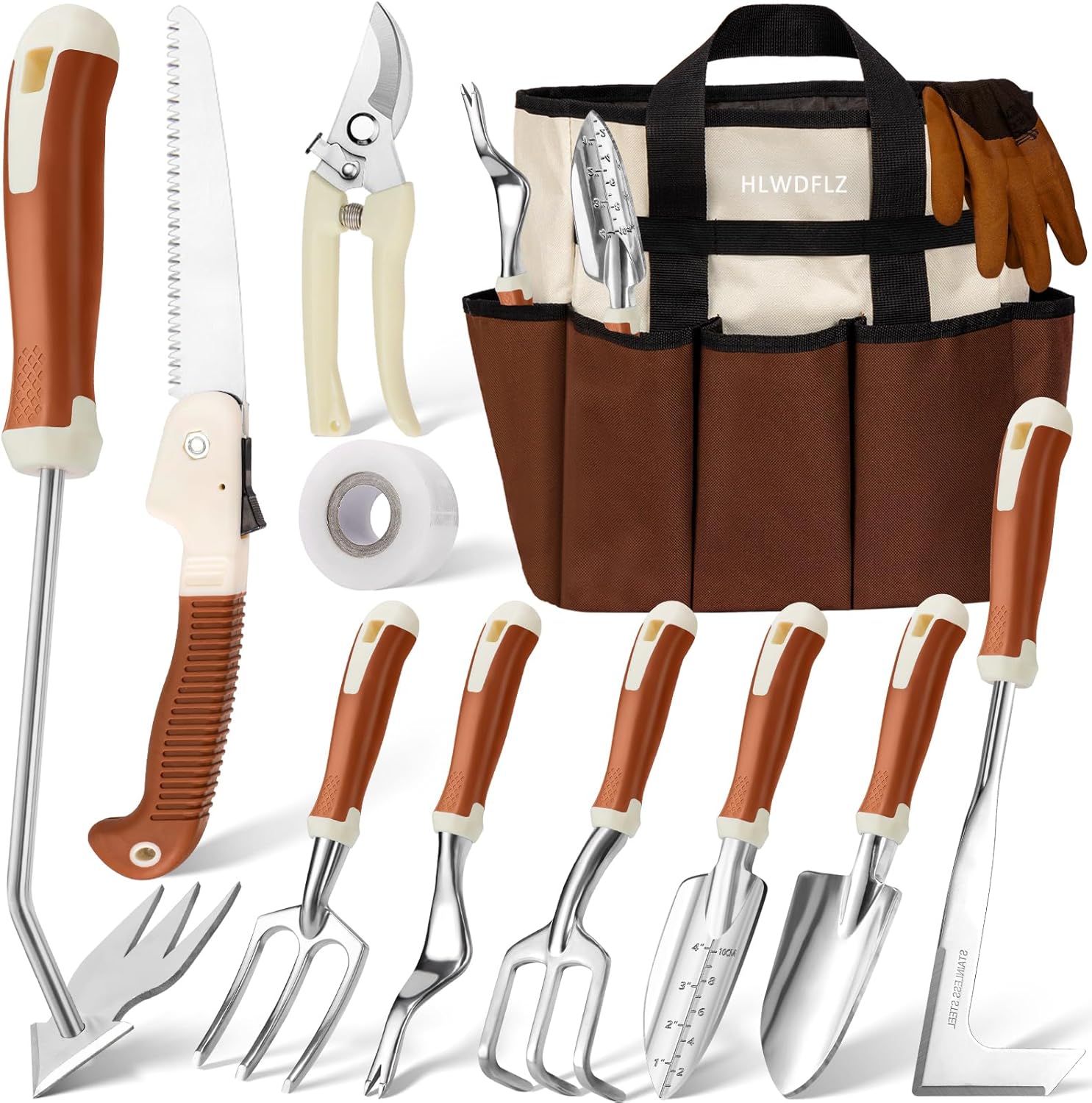 Garden Tool Set, 12 Pcs Heavy Duty Floral Gardening Tools Kit with Gar