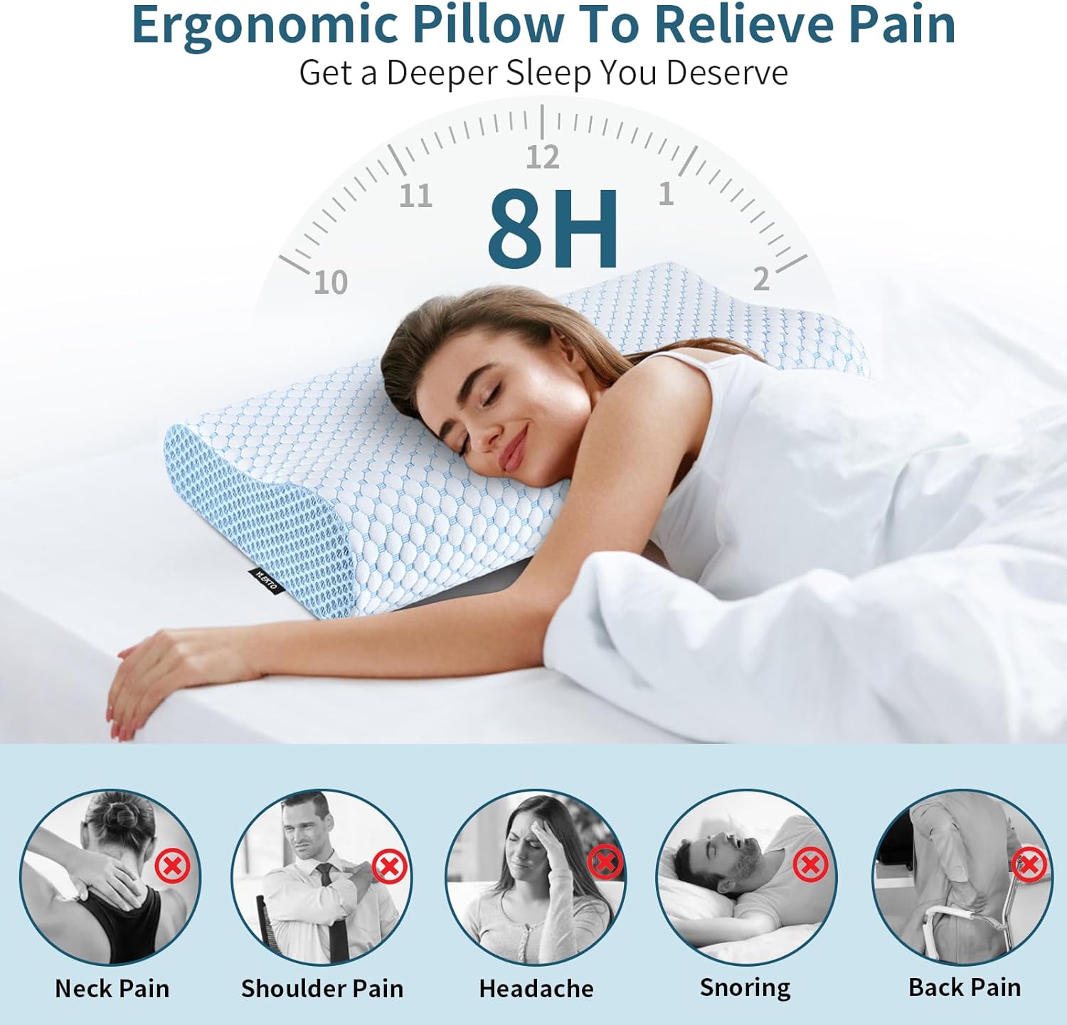 Cervical Pillow for Neck Pain Relief, Contour Memory Foam Pillows for 