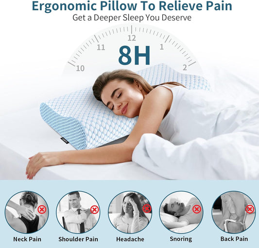 Cervical Pillow for Neck Pain Relief, Contour Memory Foam Pillows for 