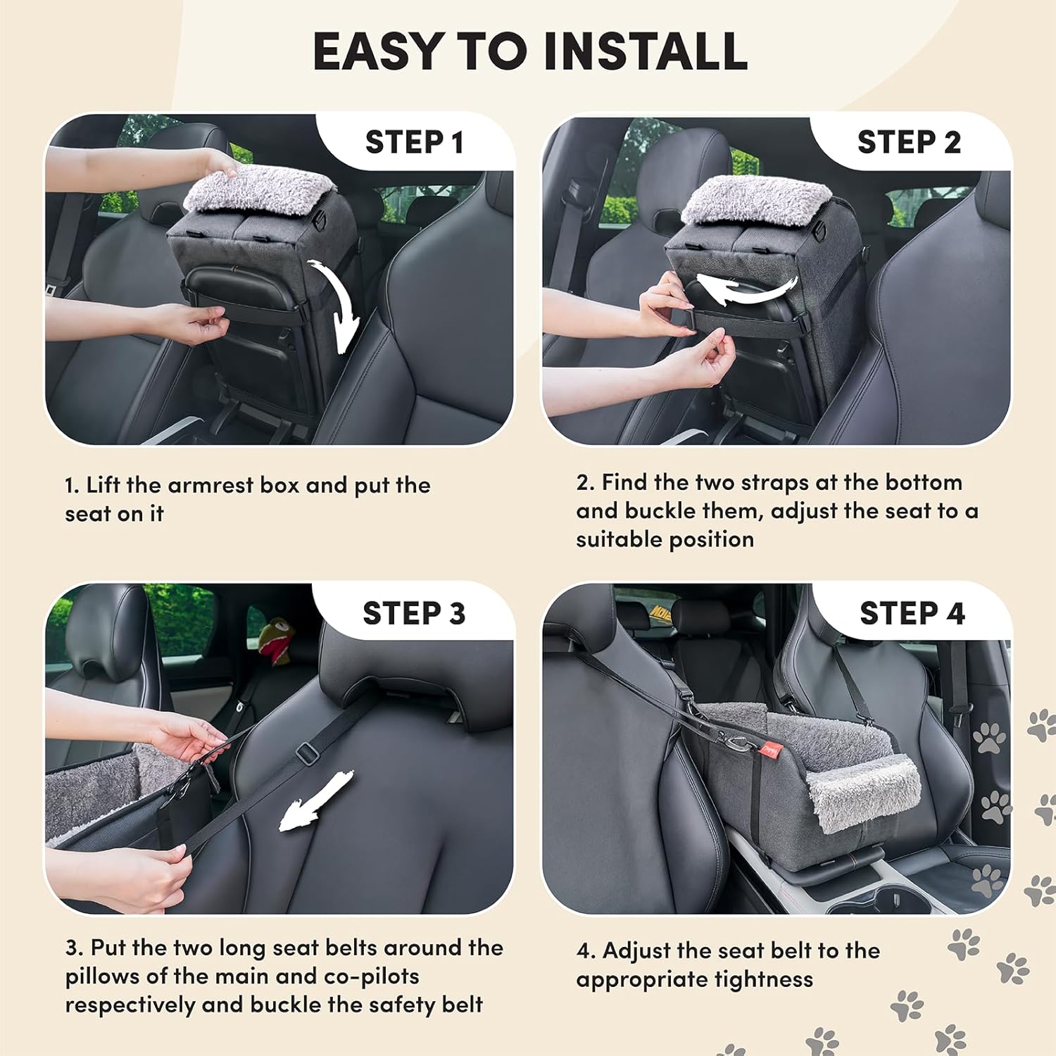 BurgeonNest Center Console Small Dog Car Seat - Portable Pet Cat Puppy