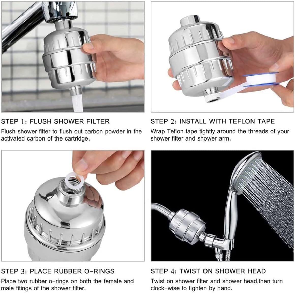 4 Pack 20 Stage Shower Filter Universal Replacement Cartridge Hard Wat