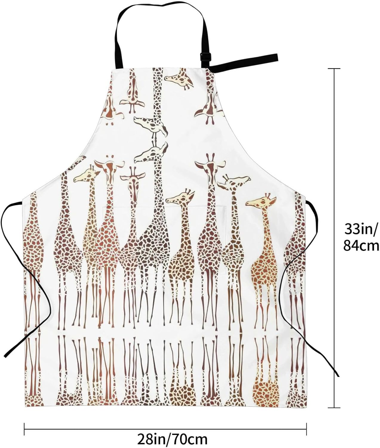 Cute Wild Cartoon Giraffes Print Laundry apron 28x33 In Waterproof Kitchen Apron with Pockets for Cooking Baking