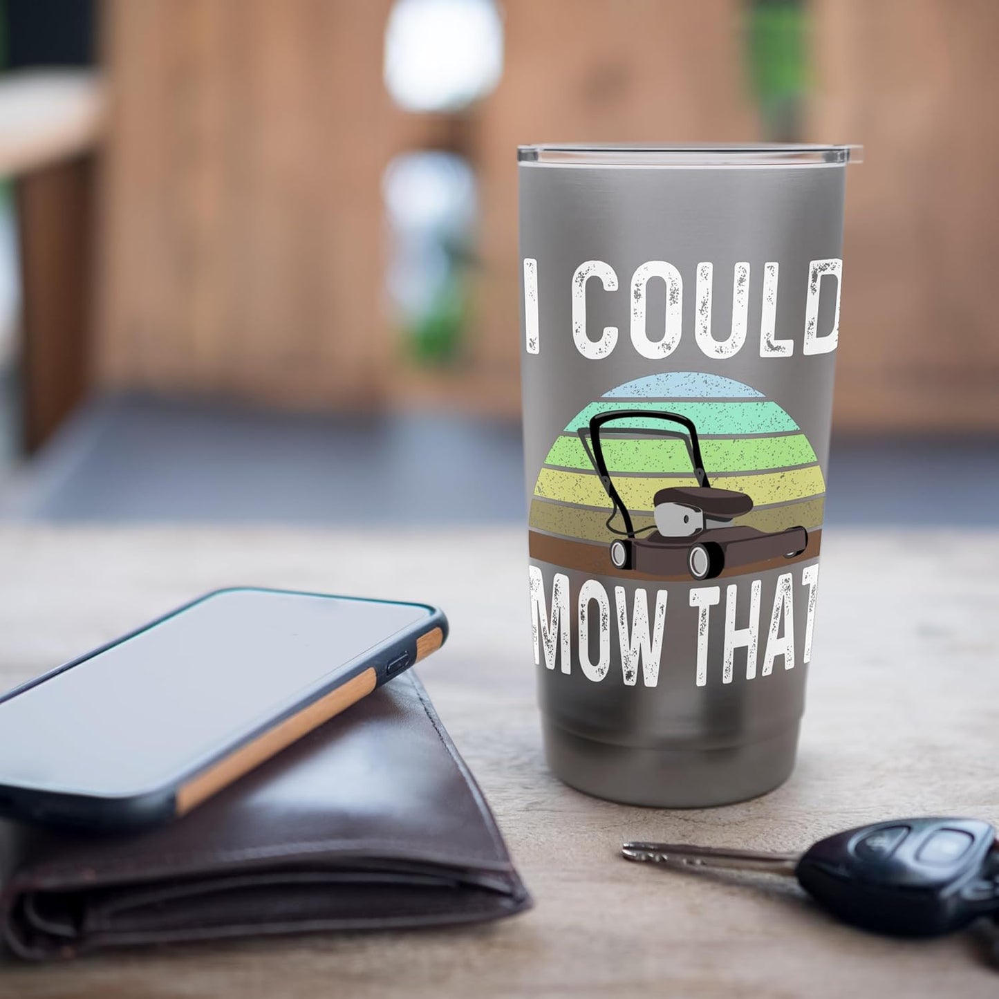 Funny I Could Mow That Lawn Care Grass Mowing Lawn Mower Dad Stainless Steel Insulated Tumbler