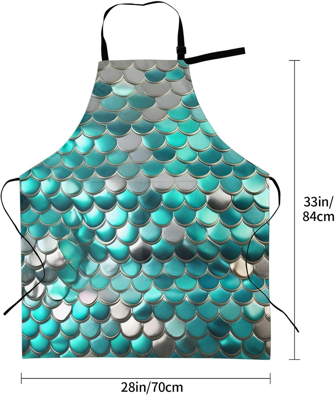 YANYU Mermaid Scale Print 28x33 In Kitchen Apron Stylish Chef Apron with Pockets for Cooking Baking Painting