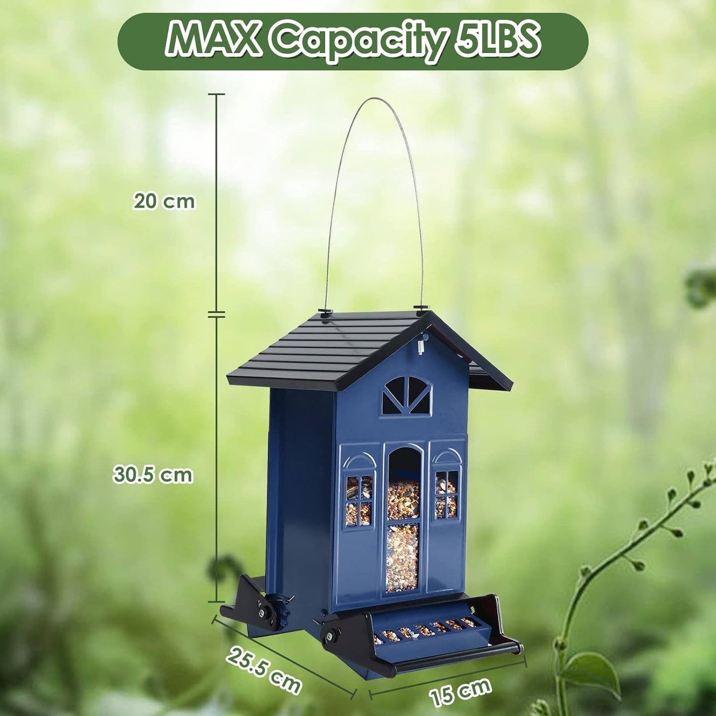 Birdkiss Bird Feeder Squirrel-Proof Outside: Country House Series for 