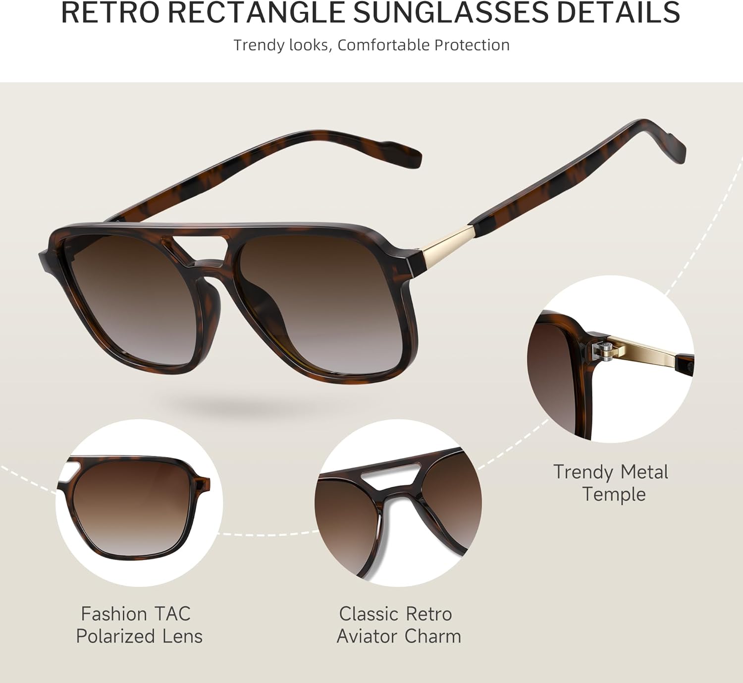 Retro Aviator Sunglasses for Women Men:Polarized Trendy Vintage 70s Re