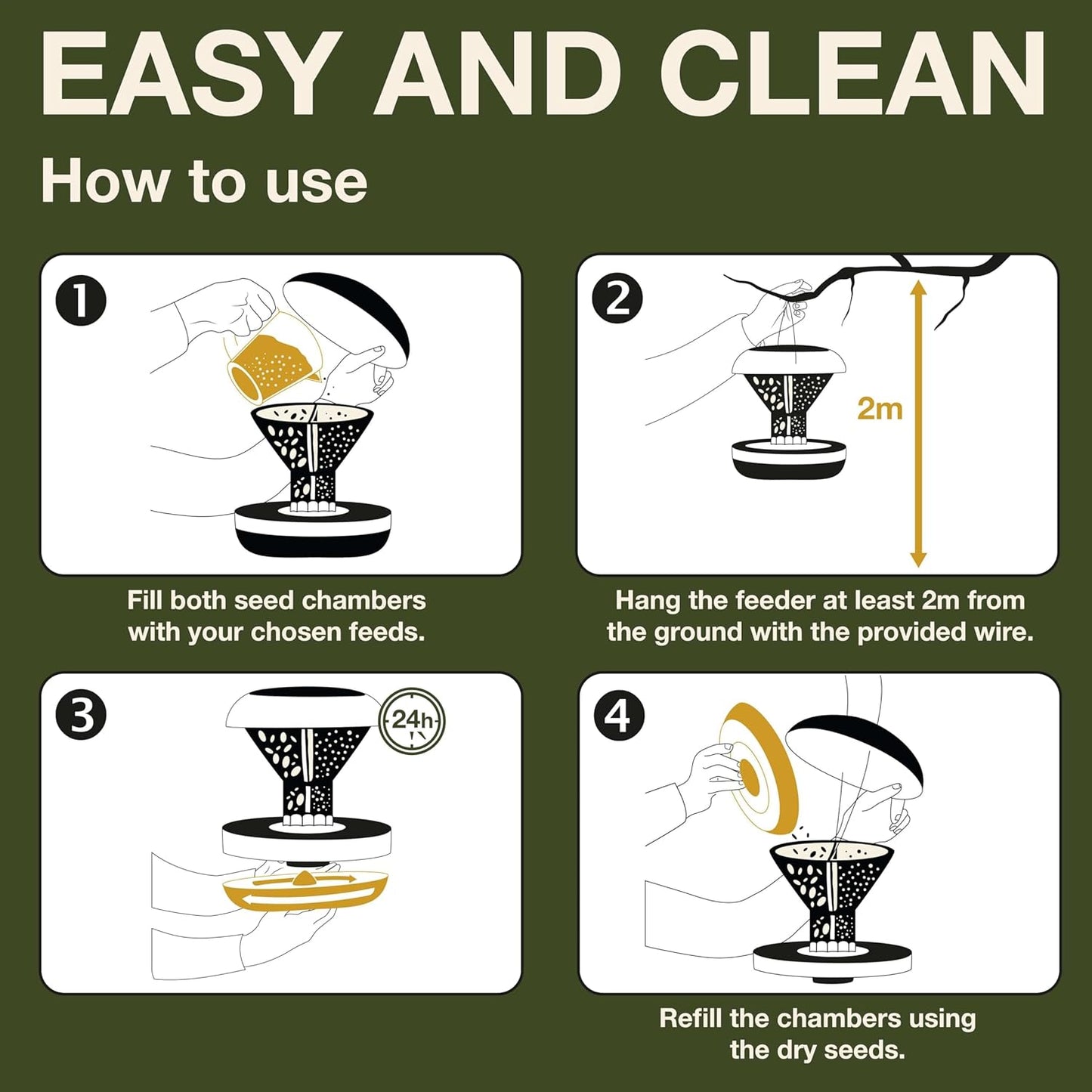 SWISSINNO Bird Feeders - No Mess Hanging Bird Feeder for Outdoors - Sm