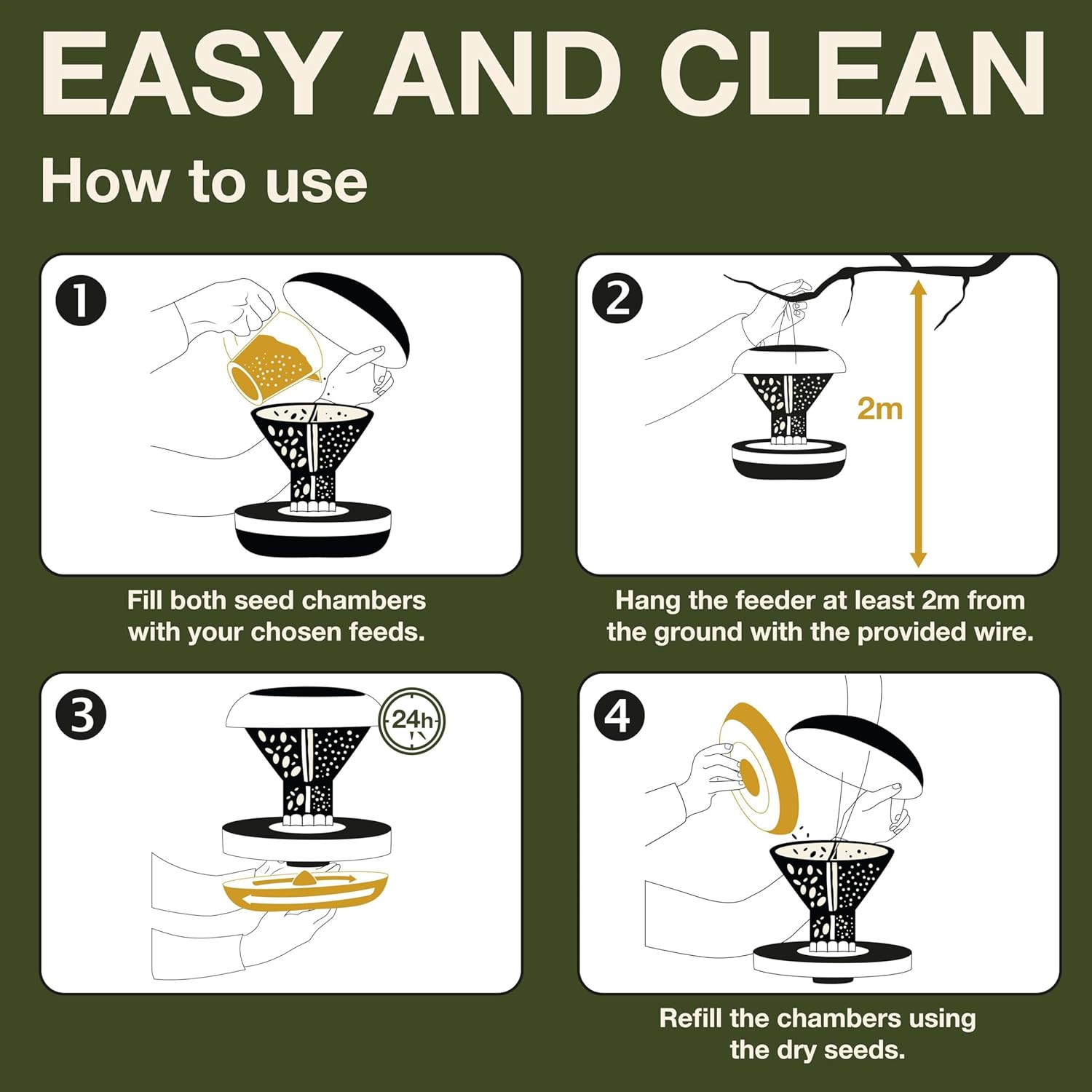 SWISSINNO Bird Feeders - No Mess Hanging Bird Feeder for Outdoors - Sm