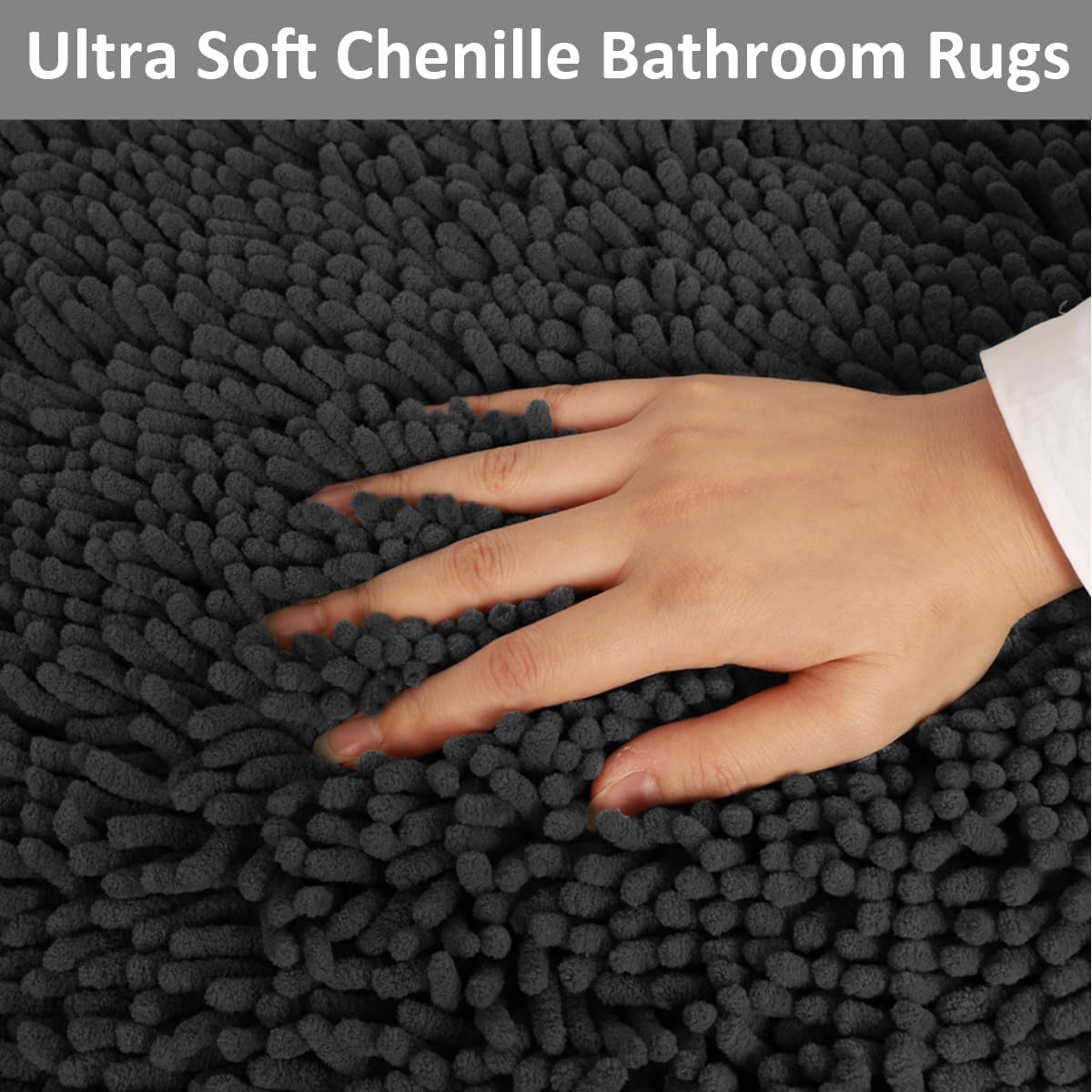 Bathroom Rugs Set Non Slip 3 Piece Bath Mat Washable Chenille Bath Rug
