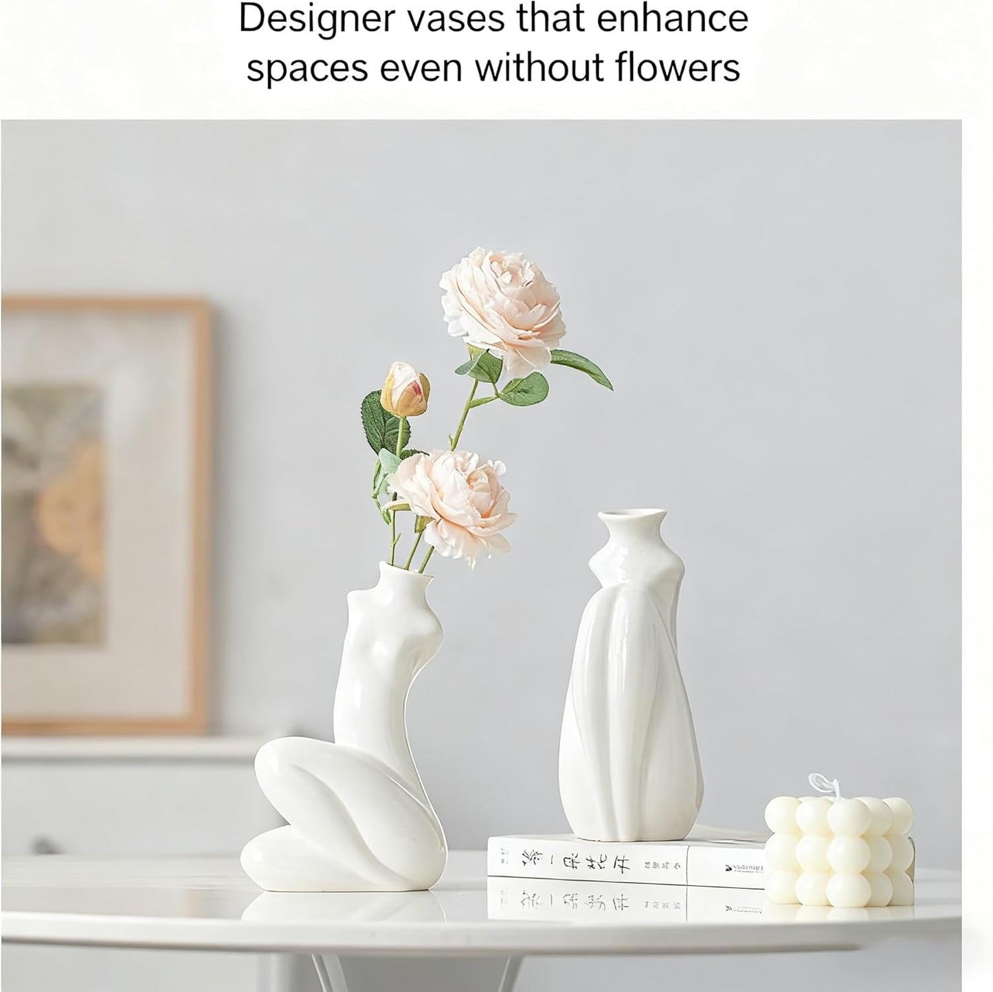 Abstract Female Body Vase - Artistic Butt & Boob Planter Bud Vase, Modern Ceramic Sculpture for Flowers, Funny Unique Home Decor Centerpiece (Akimbo-5.12'' H)