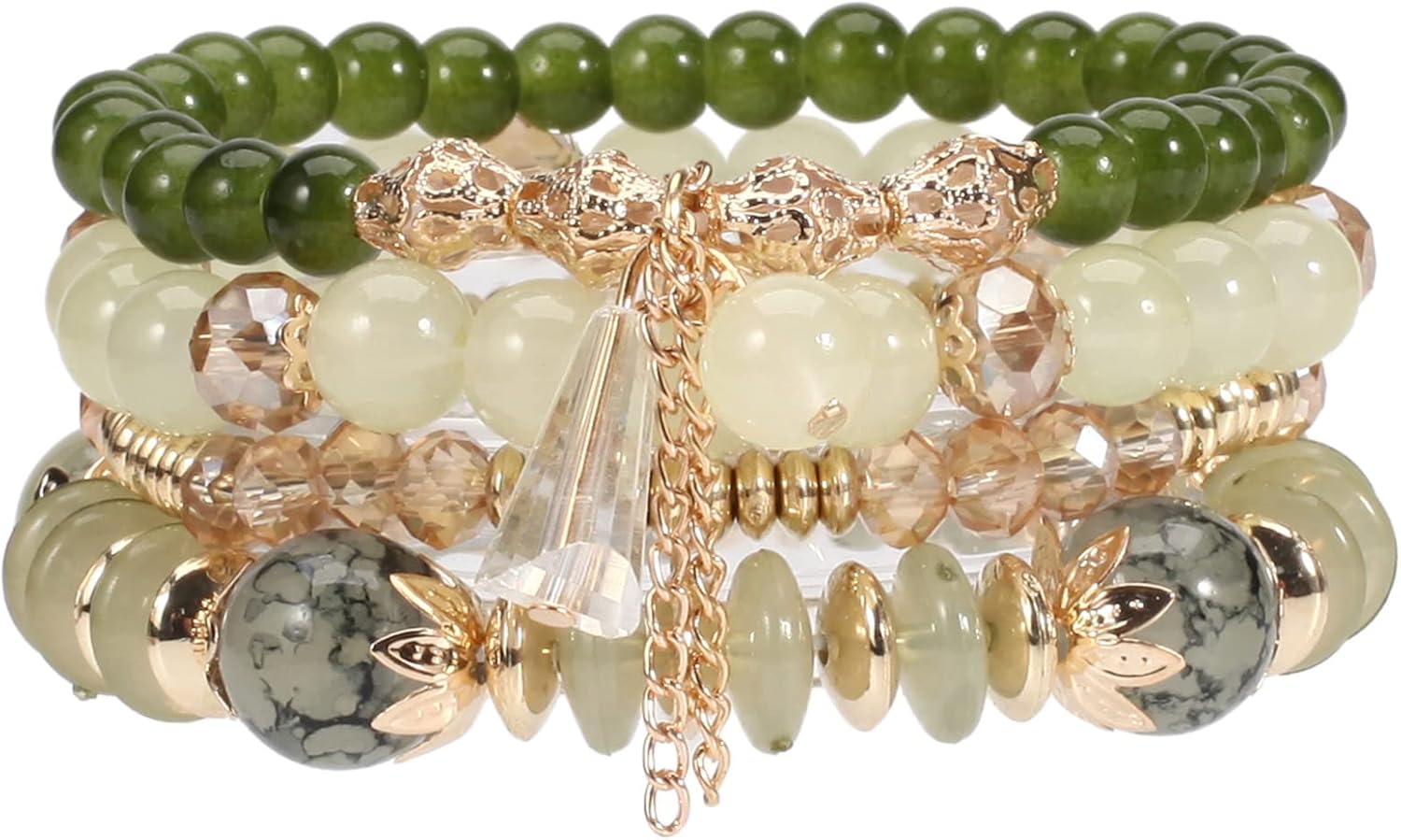 4Pcs Bohemia Multilayer Stackable Beaded Bracelets Set Colorful Crysta