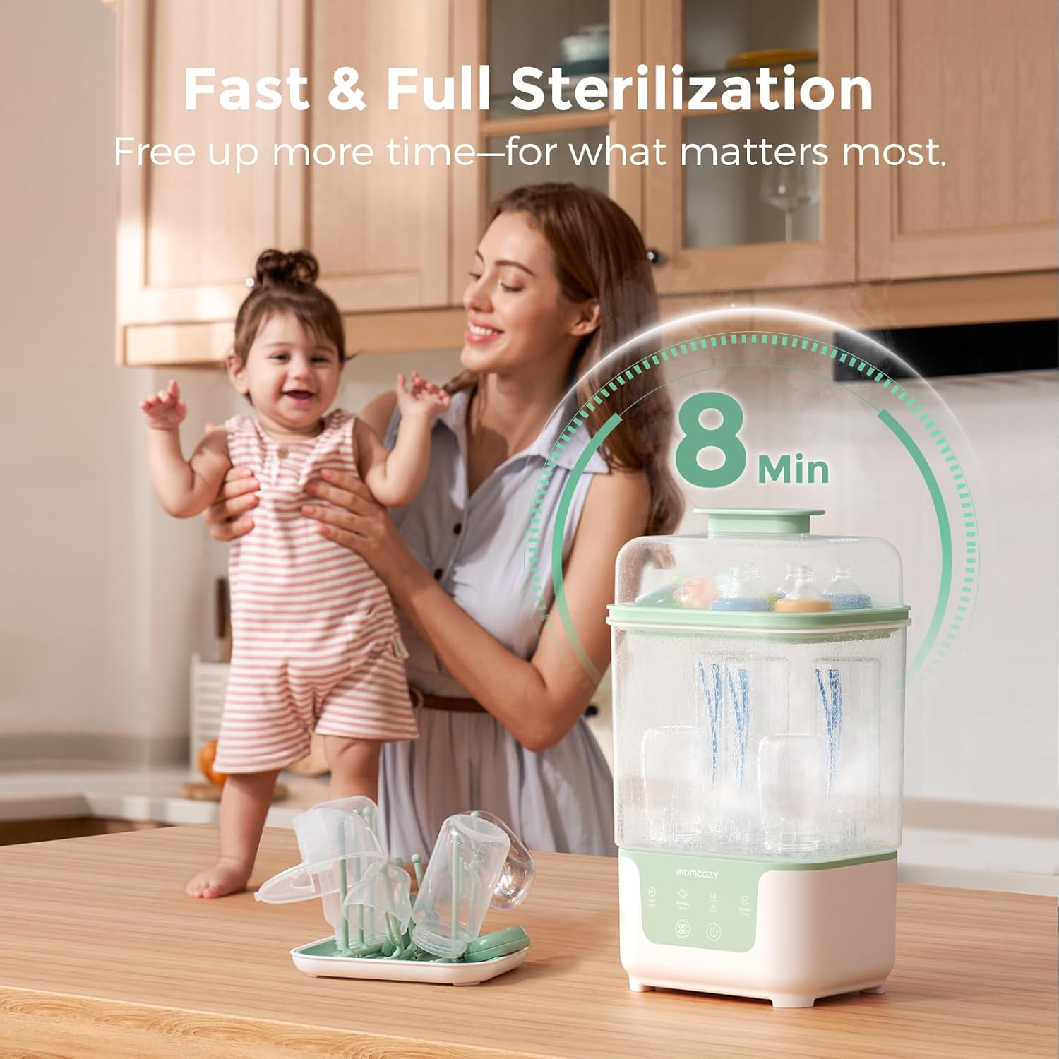 Momcozy Bottle Sterilizer and Dryer, Modular Nesting Space Saving Desi