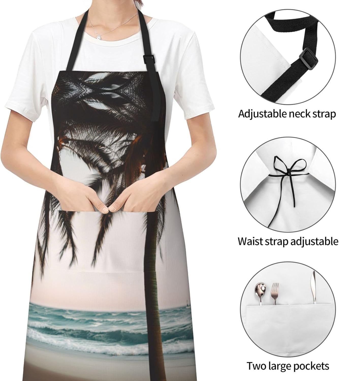 cartoon pigeon 1 print Waterproof chef's apron with pocket apron for k