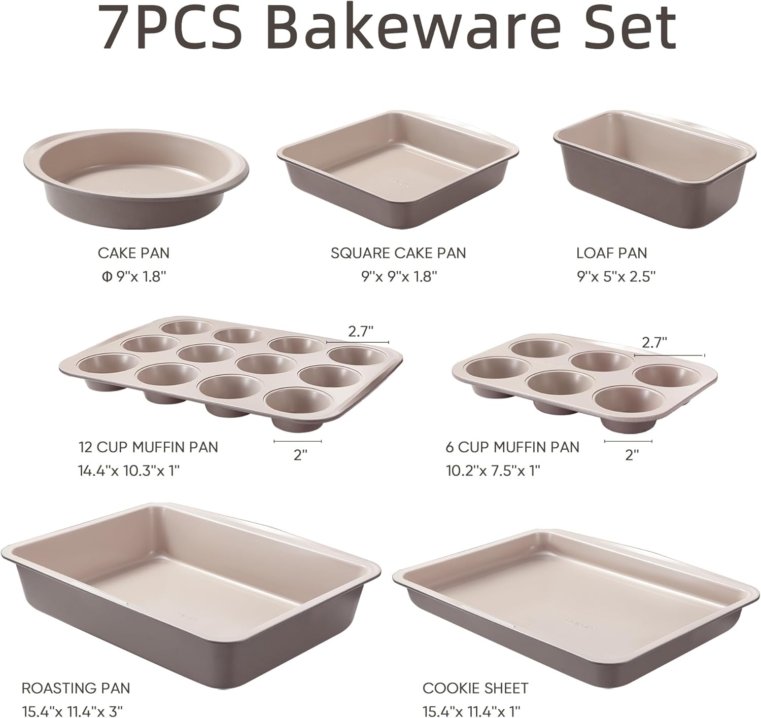 CAROTE 7-Piece Nonstick Stackable Baking Pans Set - Bakeware Sets Incl